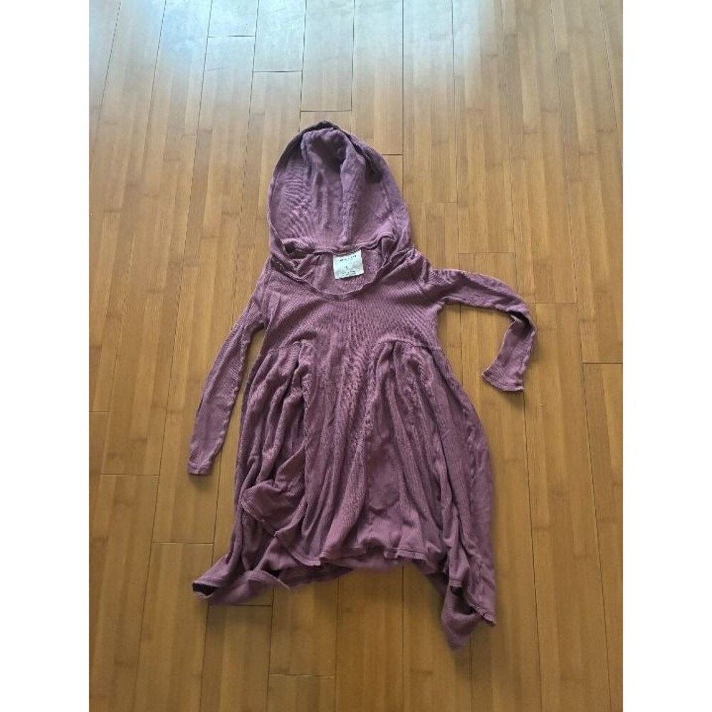 Intimately Free People long sleeve ribbed hoodie tunic maroon Women's XS